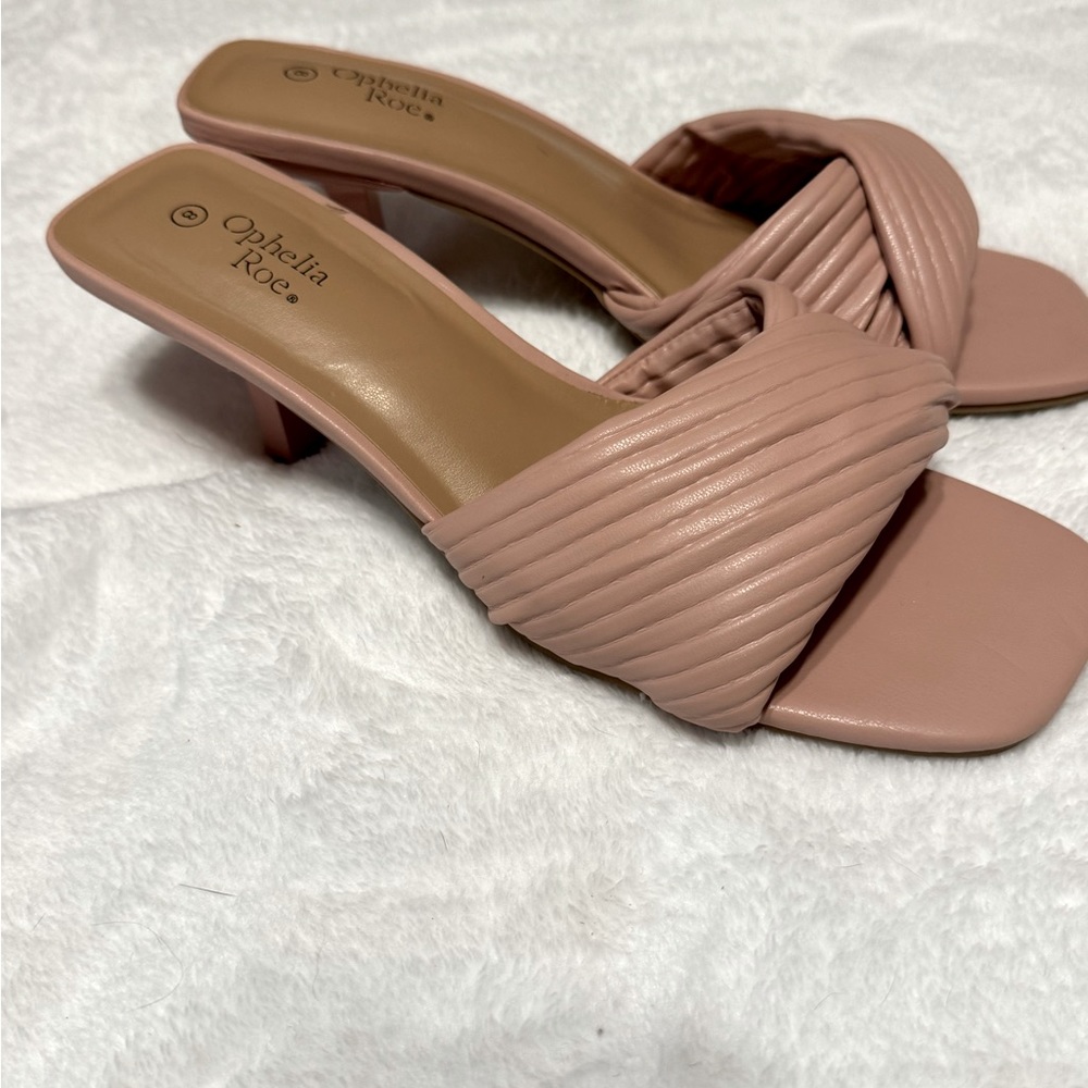 Pale pink strappy heels